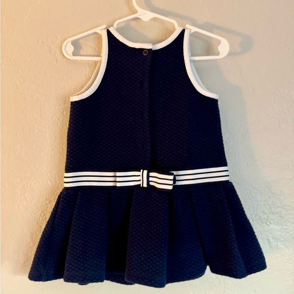Janie and Jack navy/white nautical drop waist bow dress - Picture 4 of 7